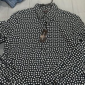 Michael Kors Star Patterned Black and White Shirt